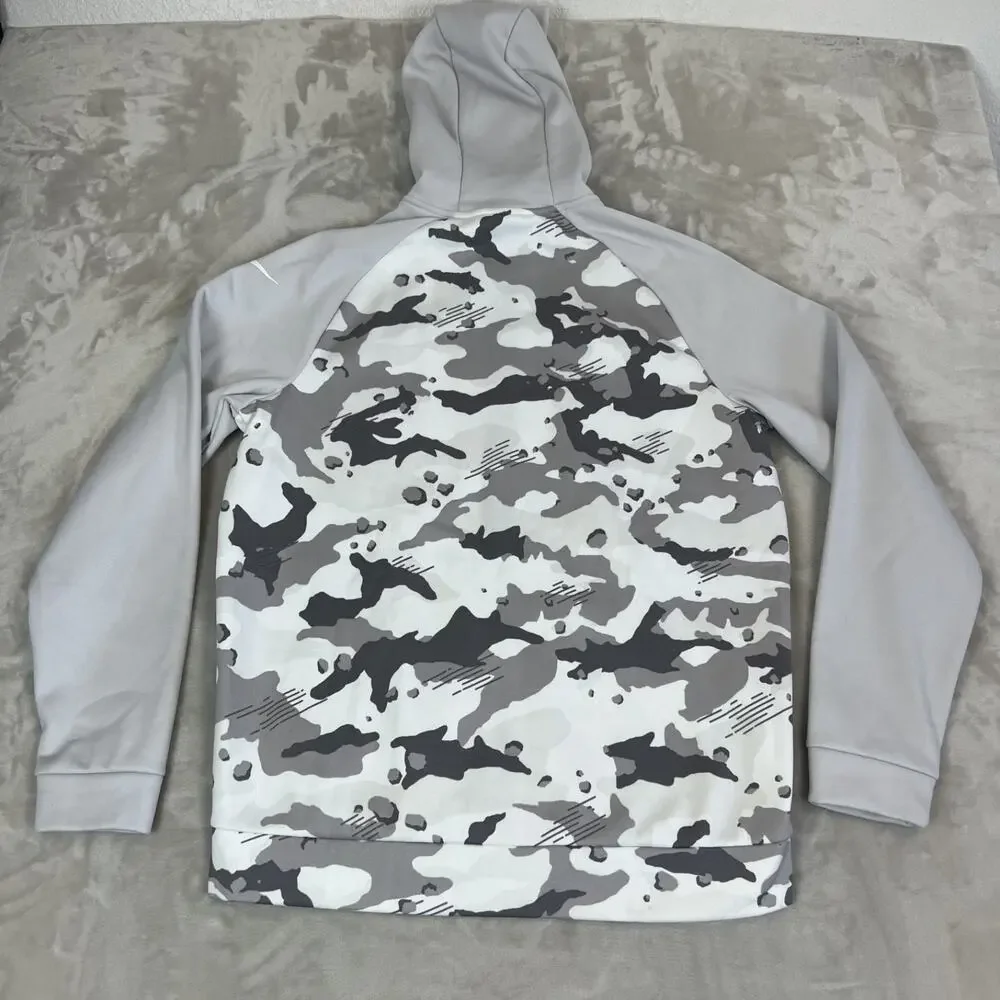 Nike Sweater Mens Medium Gray Camo Full‎ Zip Hoodie Dri Fit Fleece Lined Casual